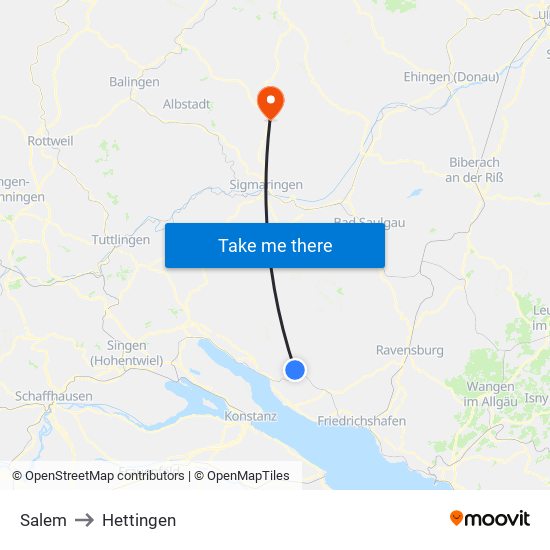 Salem to Hettingen map