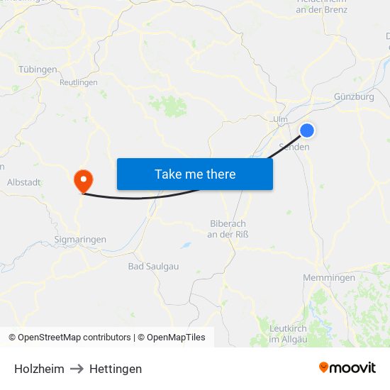 Holzheim to Hettingen map