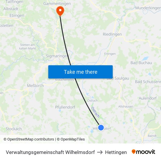 Verwaltungsgemeinschaft Wilhelmsdorf to Hettingen map