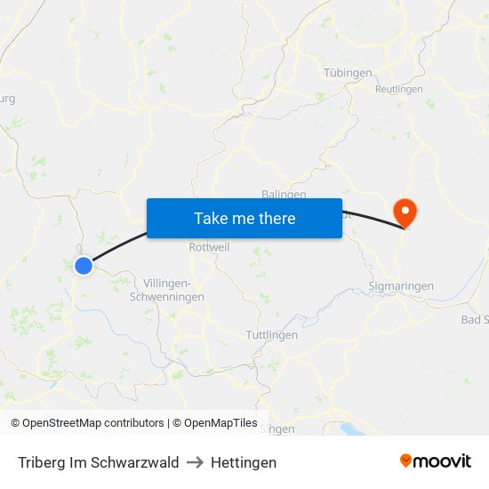 Triberg Im Schwarzwald to Hettingen map