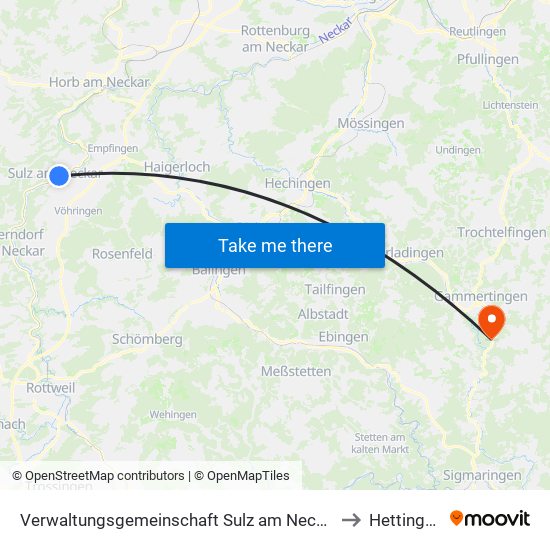 Verwaltungsgemeinschaft Sulz am Neckar to Hettingen map