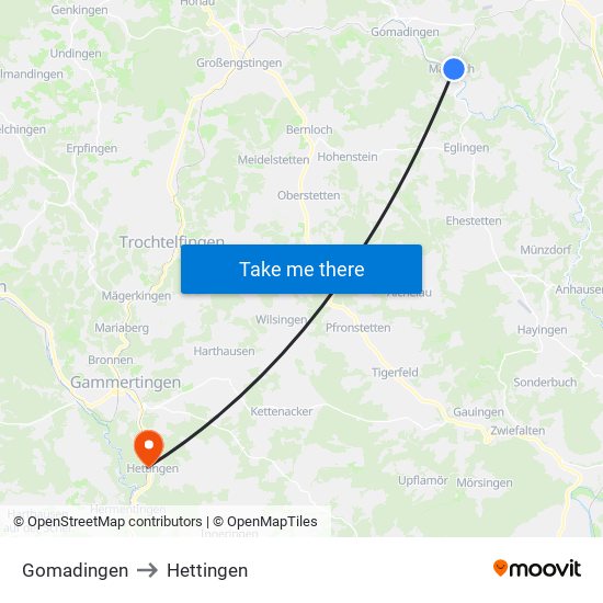 Gomadingen to Hettingen map