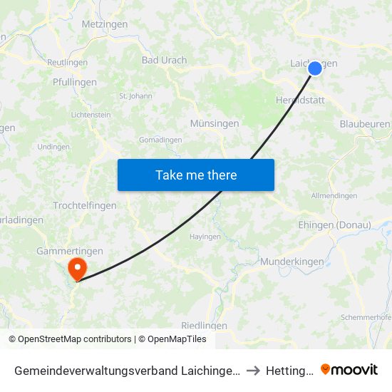 Gemeindeverwaltungsverband Laichinger Alb to Hettingen map