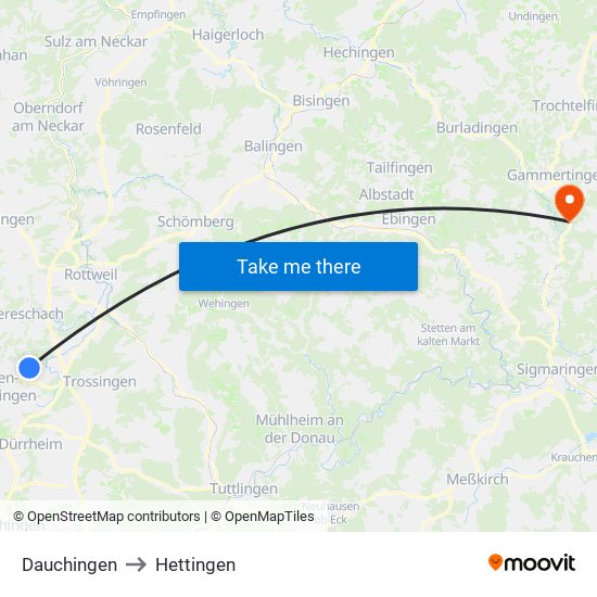 Dauchingen to Hettingen map