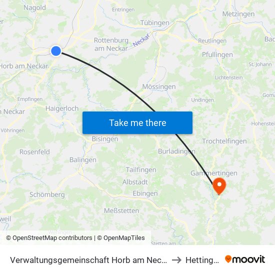 Verwaltungsgemeinschaft Horb am Neckar to Hettingen map