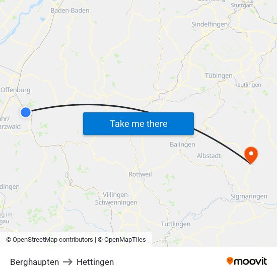 Berghaupten to Hettingen map