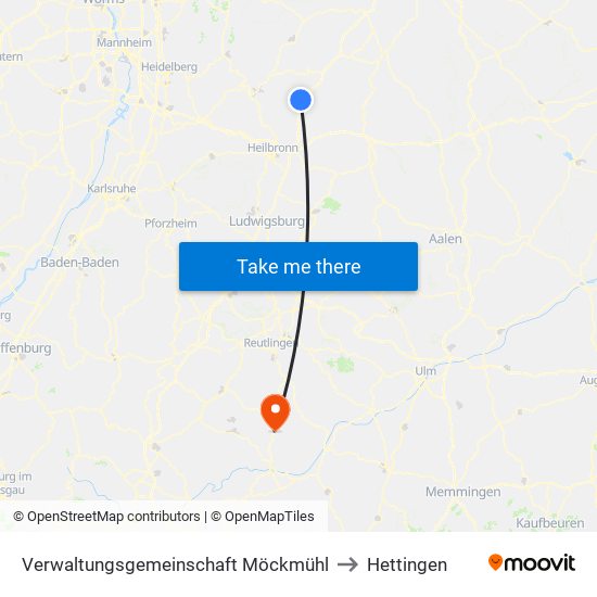 Verwaltungsgemeinschaft Möckmühl to Hettingen map