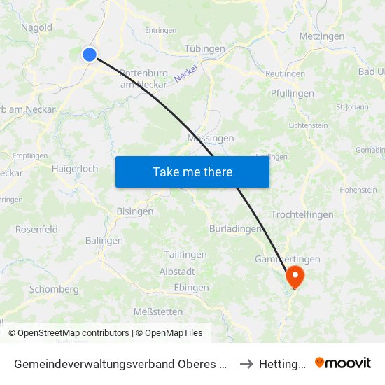 Gemeindeverwaltungsverband Oberes Gäu to Hettingen map