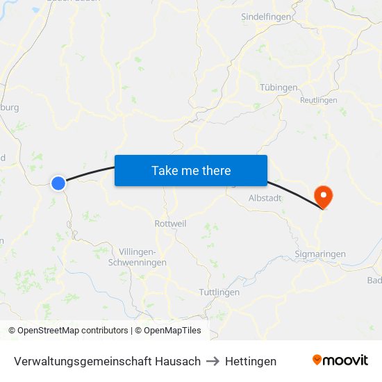 Verwaltungsgemeinschaft Hausach to Hettingen map