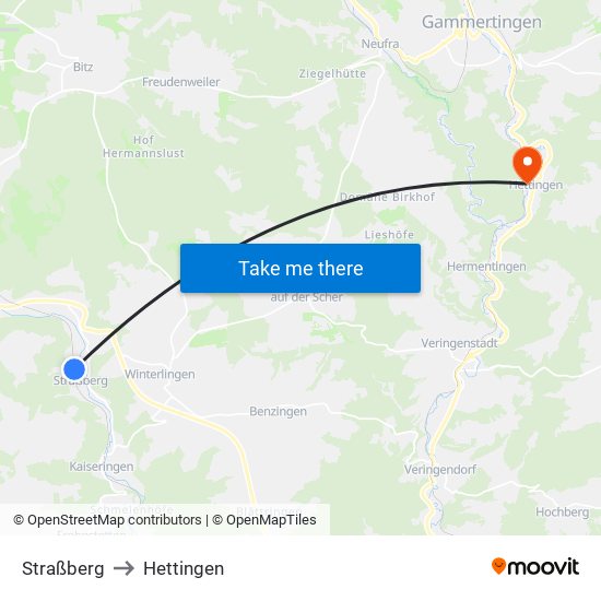 Straßberg to Hettingen map