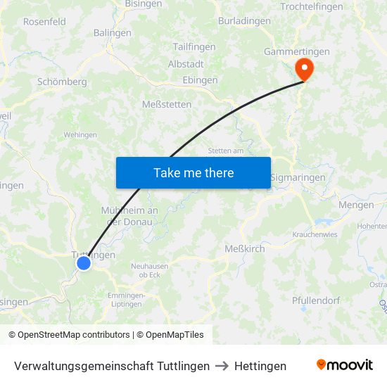 Verwaltungsgemeinschaft Tuttlingen to Hettingen map