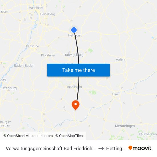Verwaltungsgemeinschaft Bad Friedrichshall to Hettingen map
