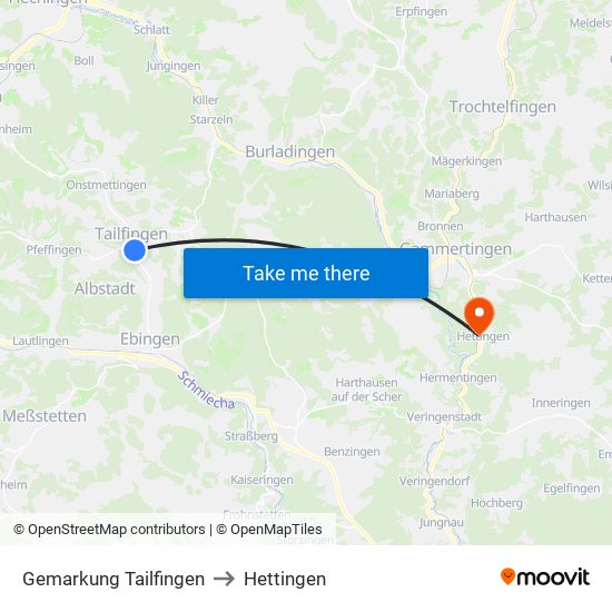 Gemarkung Tailfingen to Hettingen map