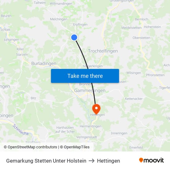 Gemarkung Stetten Unter Holstein to Hettingen map