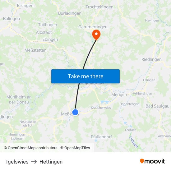 Igelswies to Hettingen map