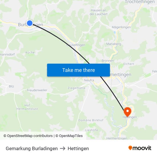 Gemarkung Burladingen to Hettingen map