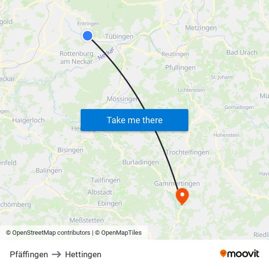 Pfäffingen to Hettingen map