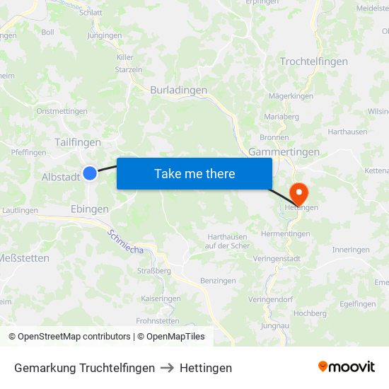 Gemarkung Truchtelfingen to Hettingen map