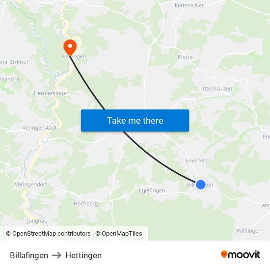 Billafingen to Hettingen map