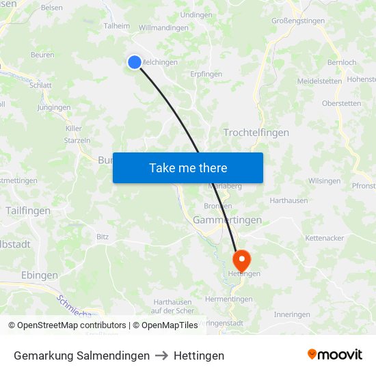 Gemarkung Salmendingen to Hettingen map