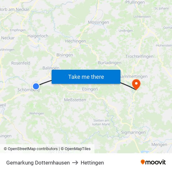 Gemarkung Dotternhausen to Hettingen map