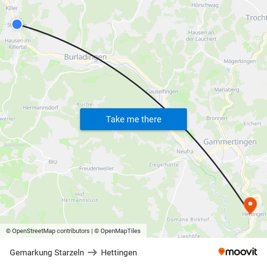 Gemarkung Starzeln to Hettingen map