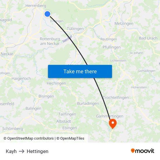 Kayh to Hettingen map