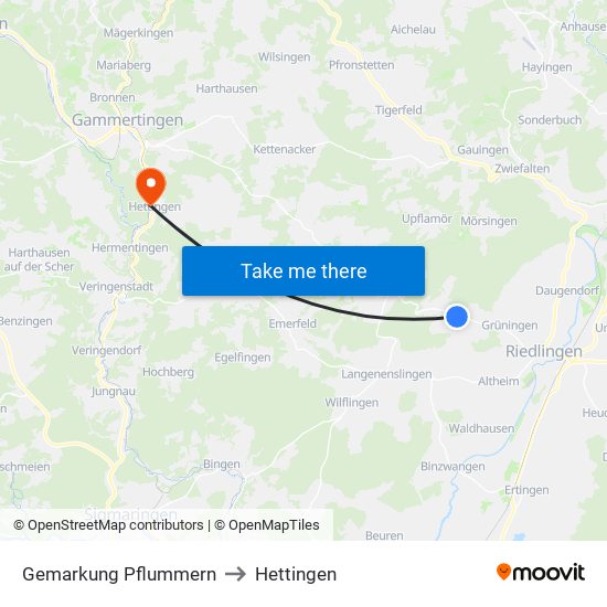 Gemarkung Pflummern to Hettingen map
