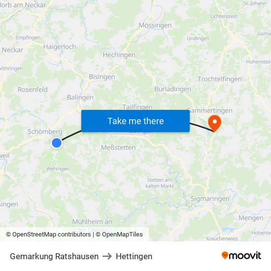 Gemarkung Ratshausen to Hettingen map