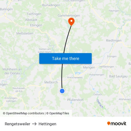 Rengetsweiler to Hettingen map