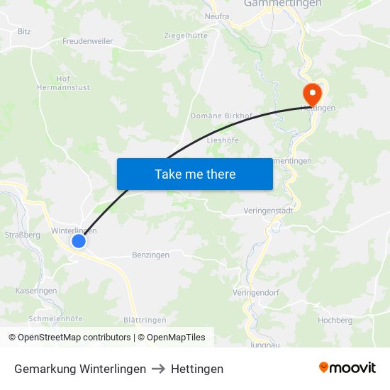 Gemarkung Winterlingen to Hettingen map