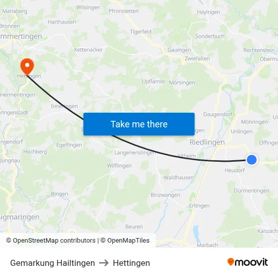Gemarkung Hailtingen to Hettingen map