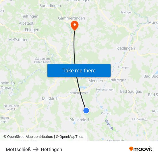 Mottschieß to Hettingen map