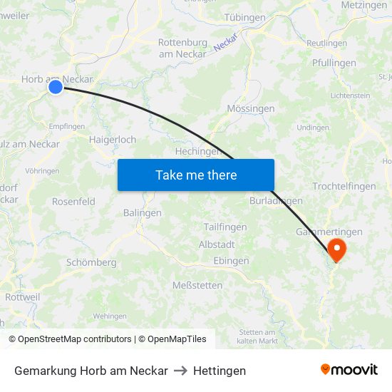 Gemarkung Horb am Neckar to Hettingen map