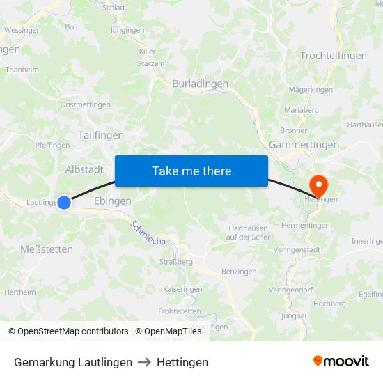 Gemarkung Lautlingen to Hettingen map