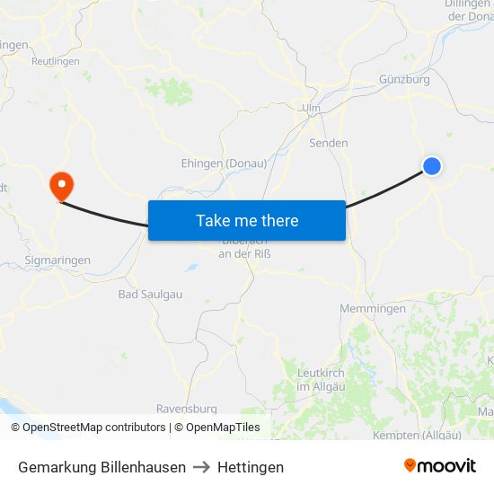 Gemarkung Billenhausen to Hettingen map