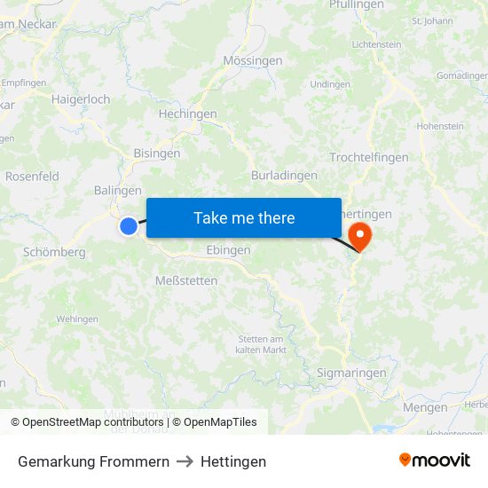 Gemarkung Frommern to Hettingen map