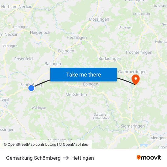 Gemarkung Schömberg to Hettingen map