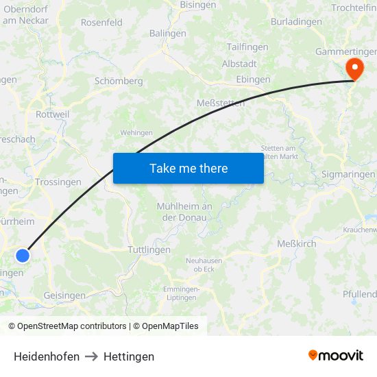 Heidenhofen to Hettingen map