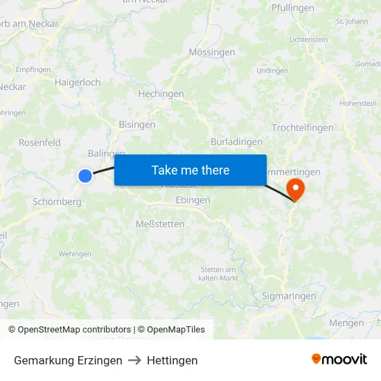 Gemarkung Erzingen to Hettingen map