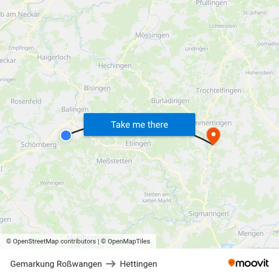 Gemarkung Roßwangen to Hettingen map
