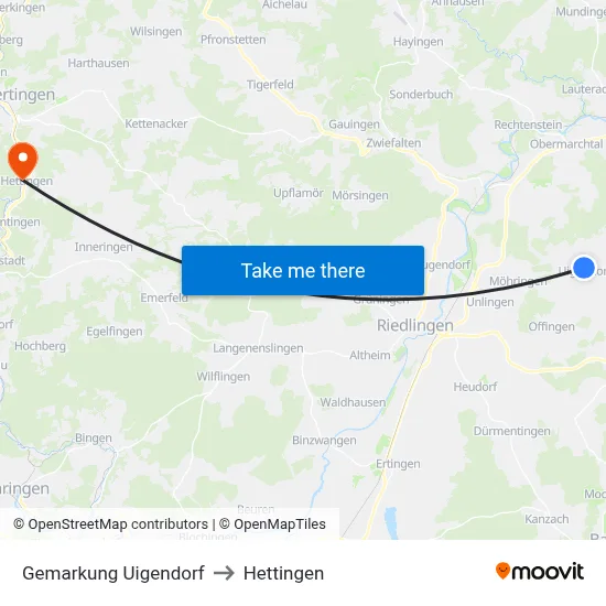 Gemarkung Uigendorf to Hettingen map