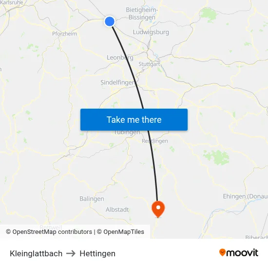Kleinglattbach to Hettingen map