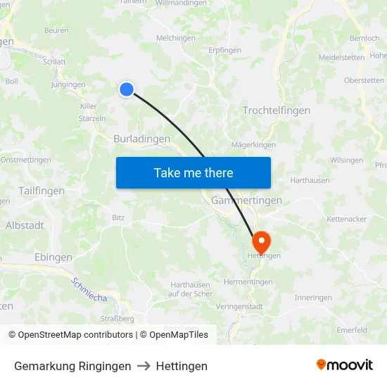 Gemarkung Ringingen to Hettingen map