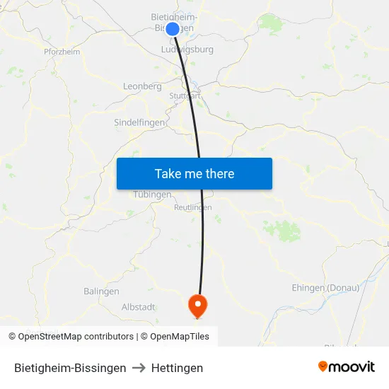 Bietigheim-Bissingen to Hettingen map