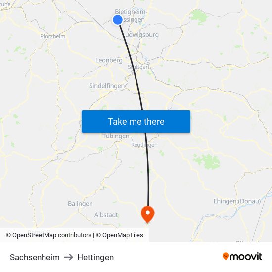 Sachsenheim to Hettingen map