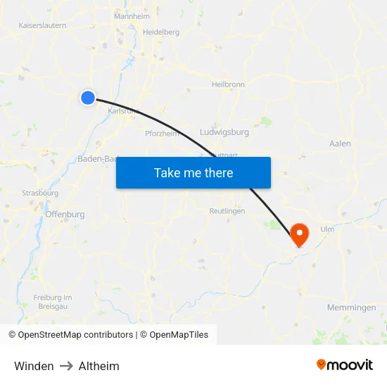 Winden to Altheim map