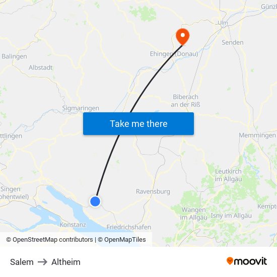 Salem to Altheim map