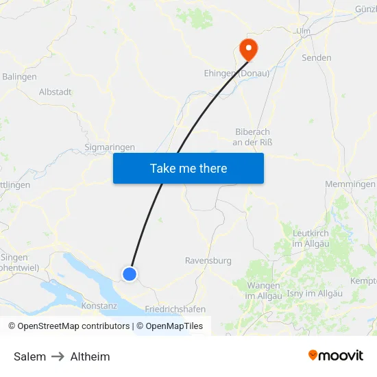 Salem to Altheim map