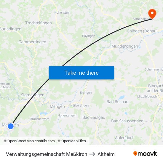 Verwaltungsgemeinschaft Meßkirch to Altheim map